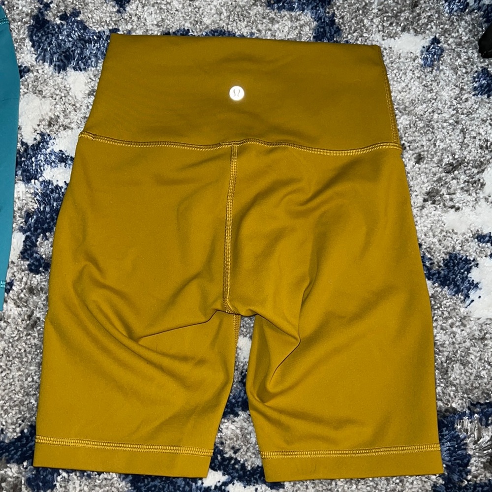 lululemon mustard biker shorts